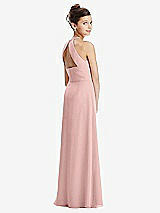 Front View Thumbnail - Rose - PANTONE Rose Quartz Shirred Jewel Neck Chiffon Juniors Dress