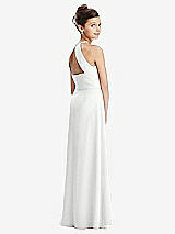 Front View Thumbnail - White Shirred Jewel Neck Chiffon Juniors Dress