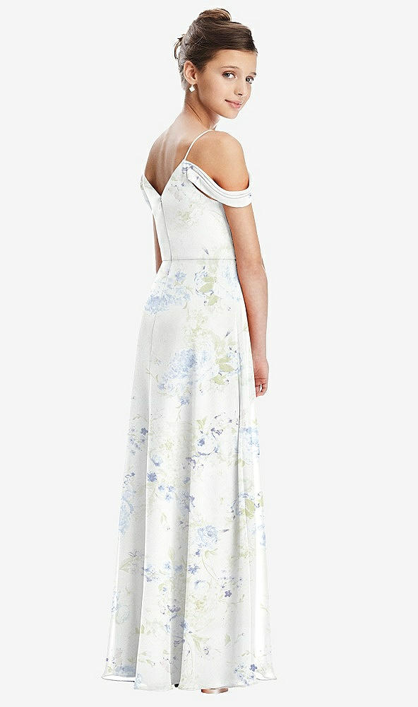 Back View - Bleu Garden Draped Cold Shoulder Chiffon Juniors Dress