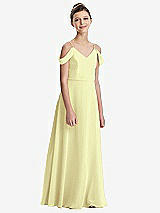 Front View Thumbnail - Butter Yellow Draped Cold Shoulder Chiffon Juniors Dress