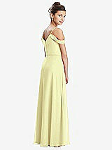 Rear View Thumbnail - Butter Yellow Draped Cold Shoulder Chiffon Juniors Dress