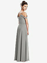 Rear View Thumbnail - Chelsea Gray Draped Cold Shoulder Chiffon Juniors Dress