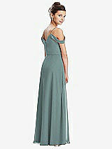 Rear View Thumbnail - Icelandic Draped Cold Shoulder Chiffon Juniors Dress