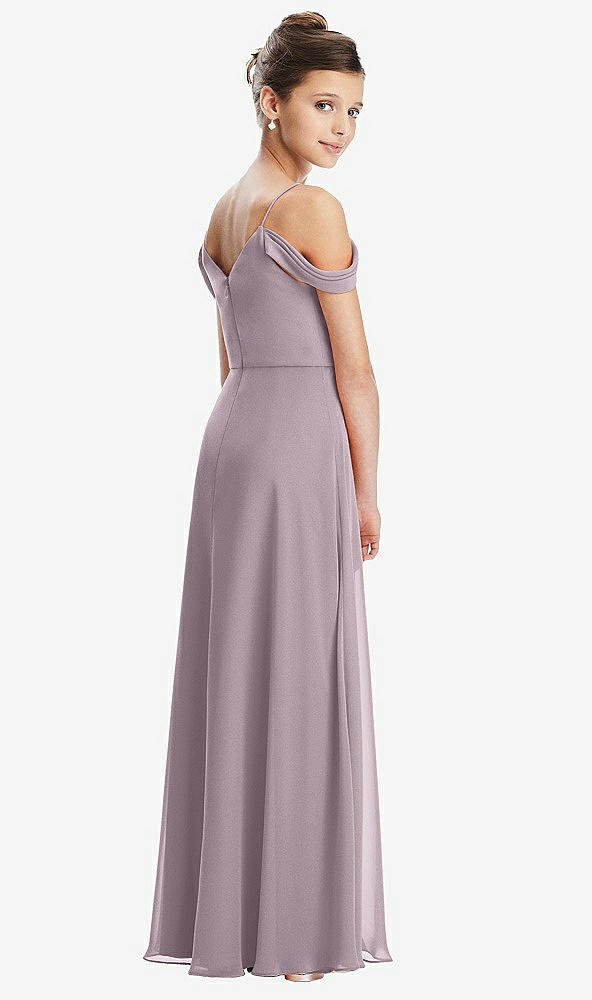 Back View - Lilac Dusk Draped Cold Shoulder Chiffon Juniors Dress