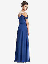 Rear View Thumbnail - Classic Blue Draped Cold Shoulder Chiffon Juniors Dress