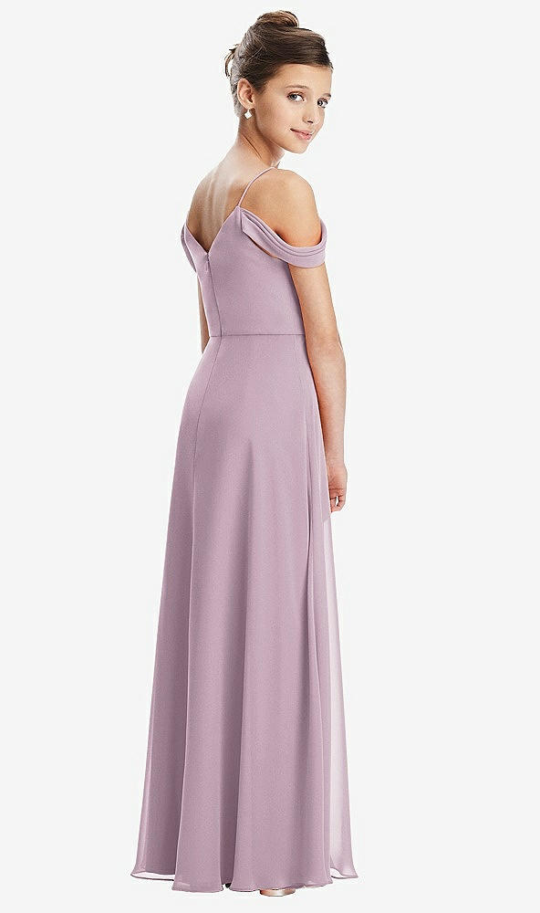 Back View - Suede Rose Draped Cold Shoulder Chiffon Juniors Dress