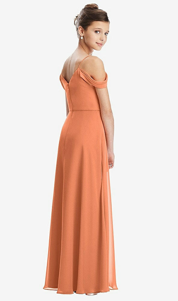 Back View - Sweet Melon Draped Cold Shoulder Chiffon Juniors Dress