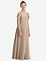 Front View Thumbnail - Topaz Draped Cold Shoulder Chiffon Juniors Dress