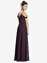 Rear View Thumbnail - Aubergine Draped Cold Shoulder Chiffon Juniors Dress