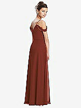 Rear View Thumbnail - Auburn Moon Draped Cold Shoulder Chiffon Juniors Dress