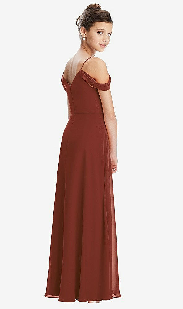 Back View - Auburn Moon Draped Cold Shoulder Chiffon Juniors Dress