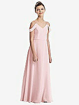 Front View Thumbnail - Ballet Pink Draped Cold Shoulder Chiffon Juniors Dress