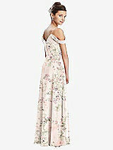 Rear View Thumbnail - Blush Garden Draped Cold Shoulder Chiffon Juniors Dress