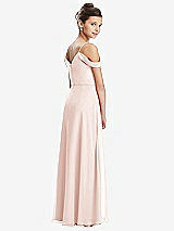 Rear View Thumbnail - Blush Draped Cold Shoulder Chiffon Juniors Dress