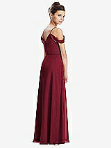 Rear View Thumbnail - Burgundy Draped Cold Shoulder Chiffon Juniors Dress