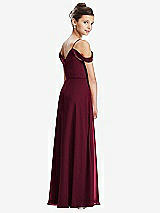 Rear View Thumbnail - Cabernet Draped Cold Shoulder Chiffon Juniors Dress