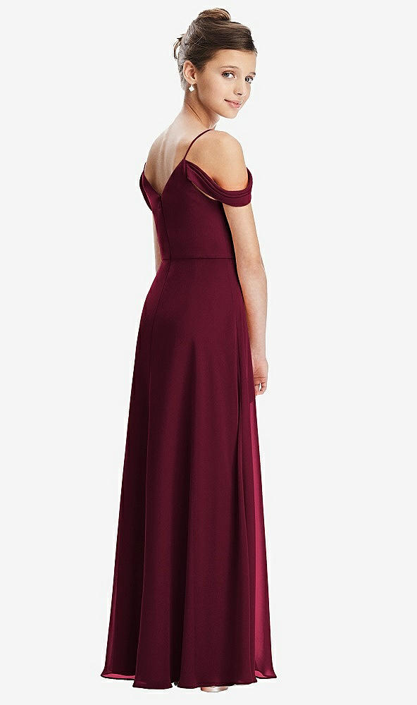 Back View - Cabernet Draped Cold Shoulder Chiffon Juniors Dress