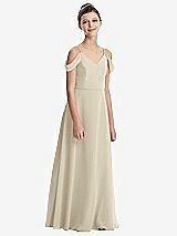 Front View Thumbnail - Champagne Draped Cold Shoulder Chiffon Juniors Dress