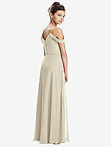 Rear View Thumbnail - Champagne Draped Cold Shoulder Chiffon Juniors Dress