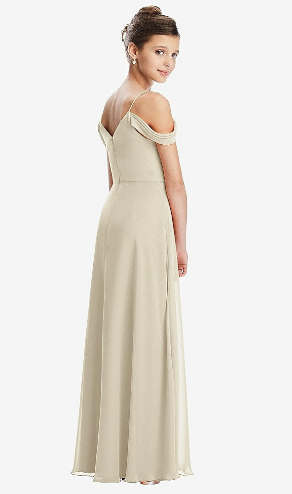 Back View - Champagne Draped Cold Shoulder Chiffon Juniors Dress