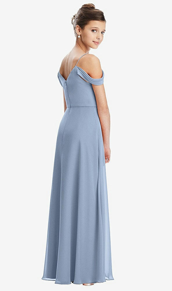 Back View - Cloudy Draped Cold Shoulder Chiffon Juniors Dress