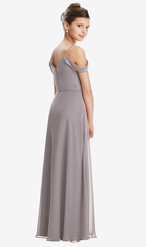 Back View - Cashmere Gray Draped Cold Shoulder Chiffon Juniors Dress