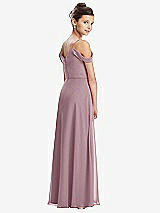 Rear View Thumbnail - Dusty Rose Draped Cold Shoulder Chiffon Juniors Dress