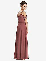 Rear View Thumbnail - English Rose Draped Cold Shoulder Chiffon Juniors Dress