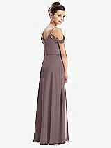 Rear View Thumbnail - French Truffle Draped Cold Shoulder Chiffon Juniors Dress