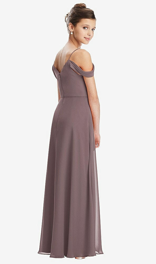 Back View - French Truffle Draped Cold Shoulder Chiffon Juniors Dress