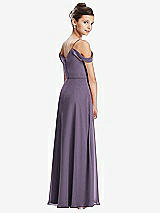 Rear View Thumbnail - Lavender Draped Cold Shoulder Chiffon Juniors Dress