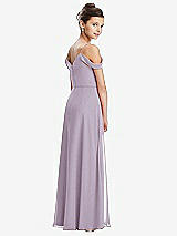 Rear View Thumbnail - Lilac Haze Draped Cold Shoulder Chiffon Juniors Dress