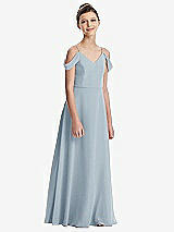 Front View Thumbnail - Mist Draped Cold Shoulder Chiffon Juniors Dress