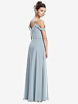 Rear View Thumbnail - Mist Draped Cold Shoulder Chiffon Juniors Dress