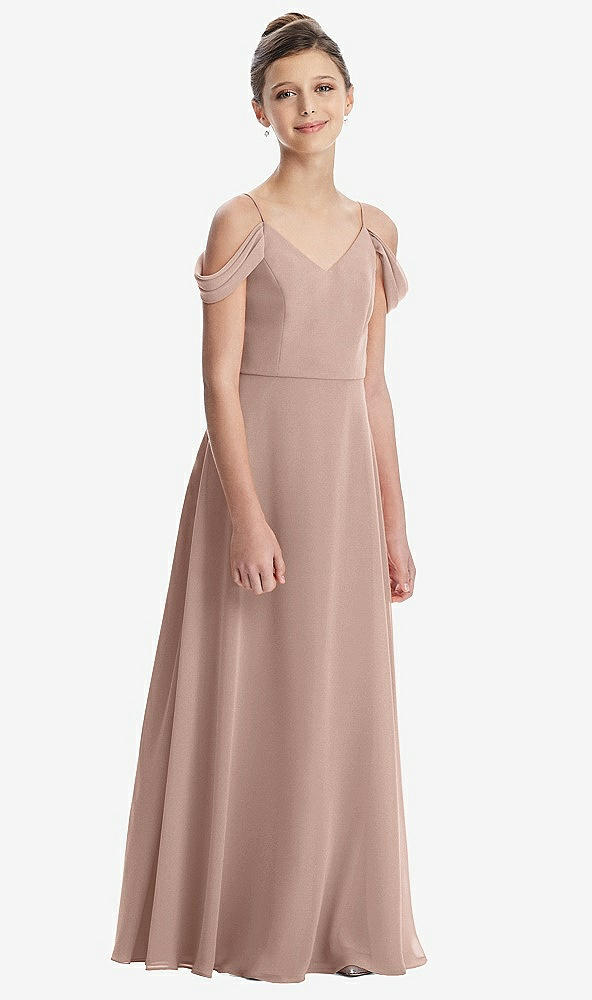 Front View - Neu Nude Draped Cold Shoulder Chiffon Juniors Dress