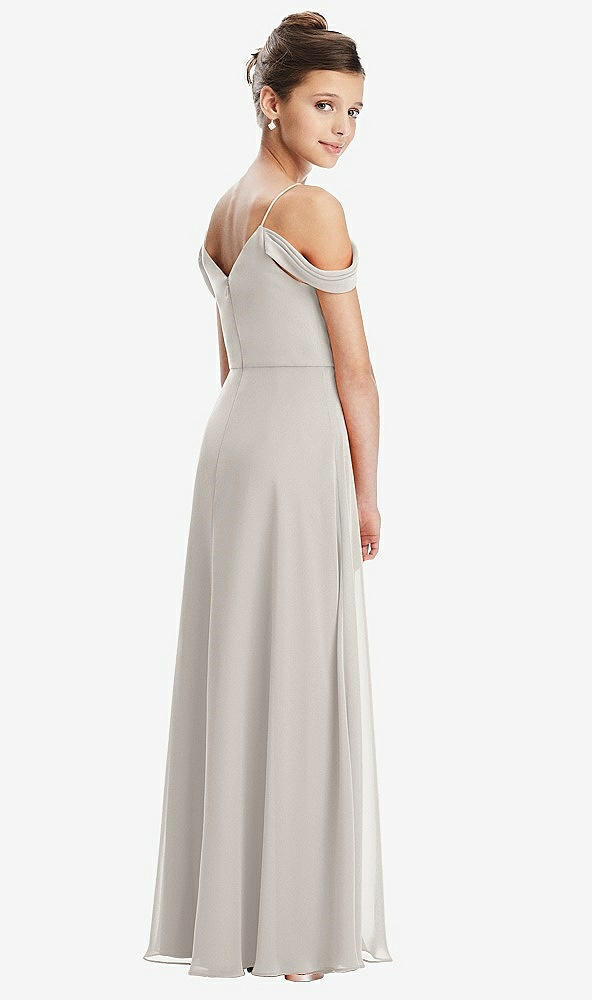 Back View - Oyster Draped Cold Shoulder Chiffon Juniors Dress