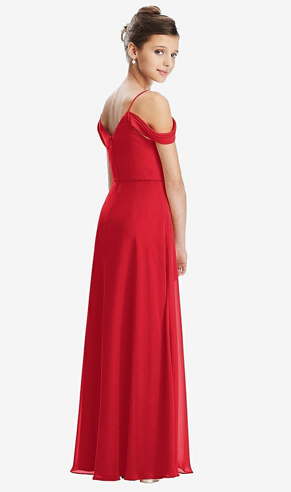 Back View - Parisian Red Draped Cold Shoulder Chiffon Juniors Dress