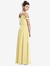 Rear View Thumbnail - Pale Yellow Draped Cold Shoulder Chiffon Juniors Dress