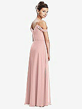 Rear View Thumbnail - Rose - PANTONE Rose Quartz Draped Cold Shoulder Chiffon Juniors Dress