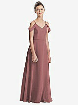 Front View Thumbnail - Rosewood Draped Cold Shoulder Chiffon Juniors Dress