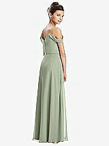 Rear View Thumbnail - Sage Draped Cold Shoulder Chiffon Juniors Dress