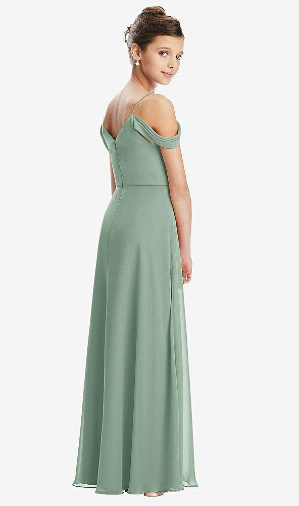 Back View - Seagrass Draped Cold Shoulder Chiffon Juniors Dress