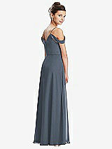 Rear View Thumbnail - Silverstone Draped Cold Shoulder Chiffon Juniors Dress