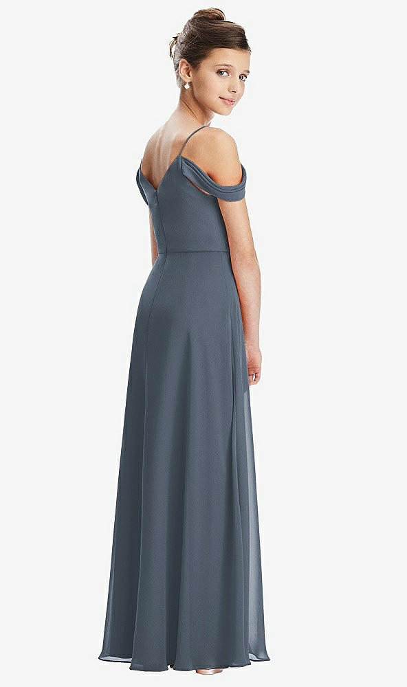 Back View - Silverstone Draped Cold Shoulder Chiffon Juniors Dress