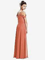 Rear View Thumbnail - Terracotta Copper Draped Cold Shoulder Chiffon Juniors Dress