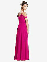 Rear View Thumbnail - Think Pink Draped Cold Shoulder Chiffon Juniors Dress