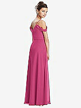 Rear View Thumbnail - Tea Rose Draped Cold Shoulder Chiffon Juniors Dress