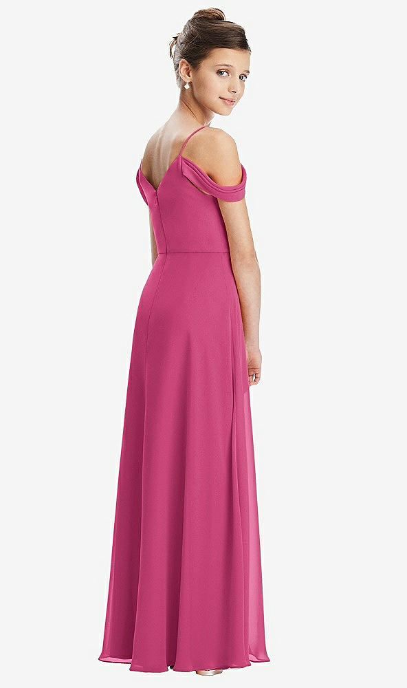 Back View - Tea Rose Draped Cold Shoulder Chiffon Juniors Dress