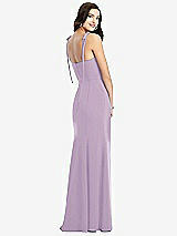 Rear View Thumbnail - Pale Purple Bustier Crepe Gown with Adjustable Bow Straps