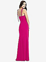 Rear View Thumbnail - Think Pink Bustier Crepe Gown with Adjustable Bow Straps